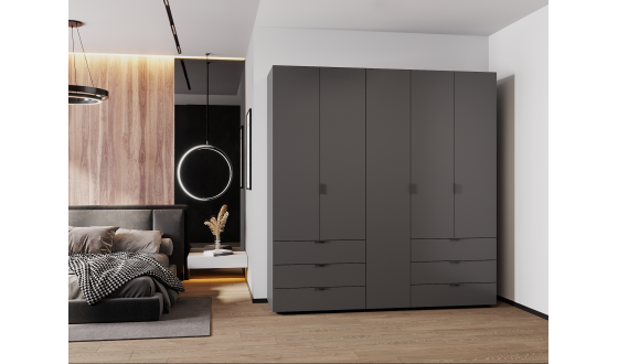 Wardrobe for clothes Gelar Doros Graphite 2+3 chipboard