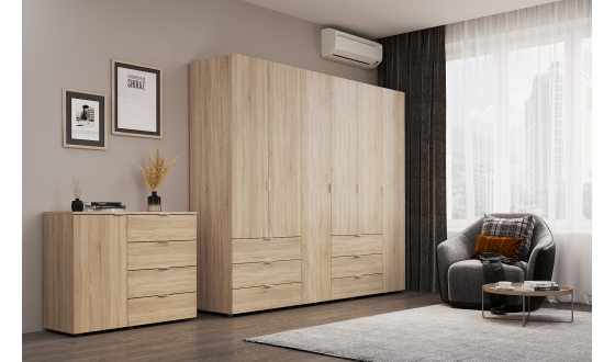 Wardrobe for clothes Gelar Doros Oak Sonoma 2+4 chipboard