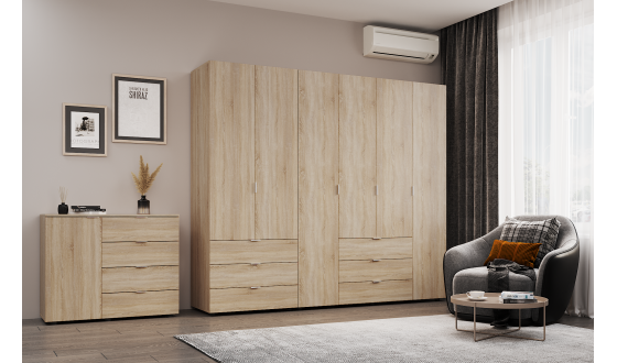 Wardrobe for clothes Gelar Doros Oak Sonoma 2+4 chipboard