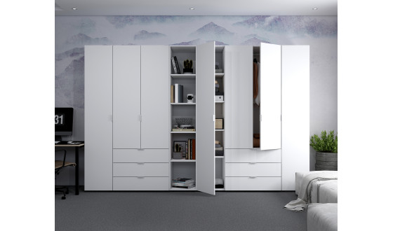 Wardrobe for clothes Gelar Doros White 3+4 chipboard with a shelf