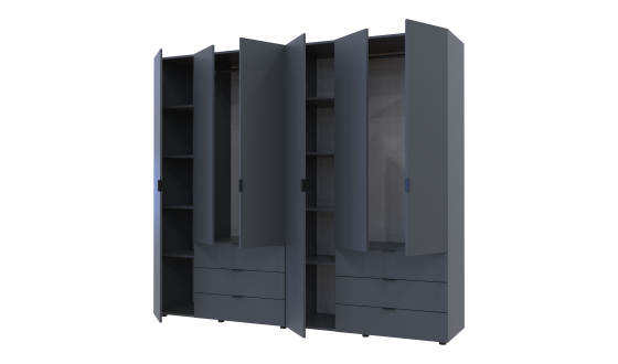 Wardrobe for clothes Gelar Doros Graphite 3+3 chipboard